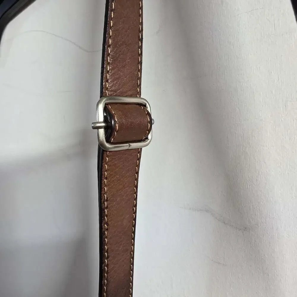 Fossil Brown Leather Crossbody Shoulder Bag with Key Charm